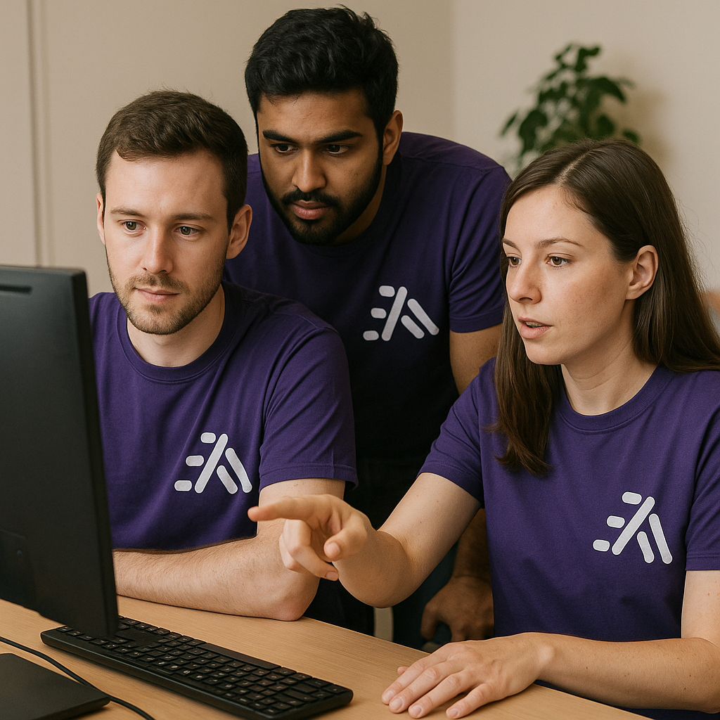 Equipe Awefortec trabalhando em soluções tecnológicas